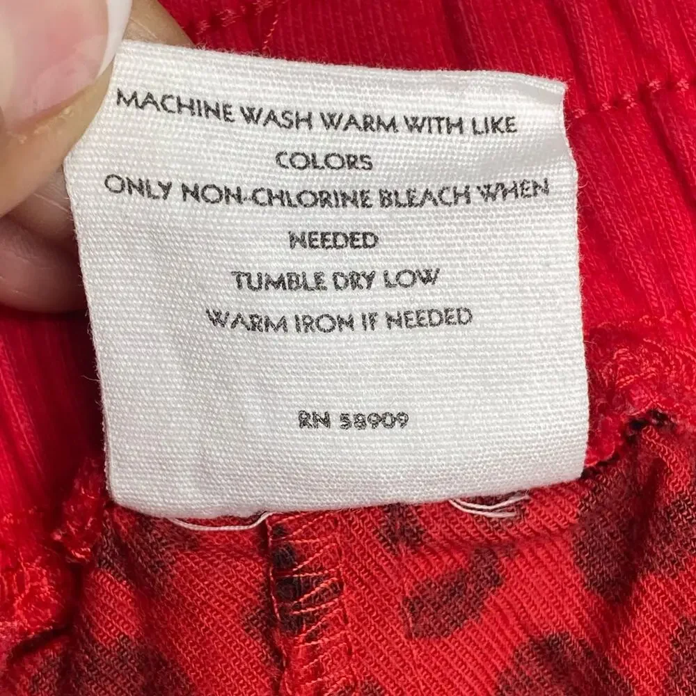 Jasmine + Ginger Red black Cheetah Joggers Pajama Pants Medium